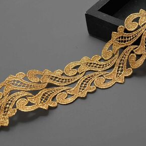 2-Yards 3" Metallic Lace Trim for Bridal, Costume or Jewelry, Crafts and Sewing, LP-MX-1316 (Silver)