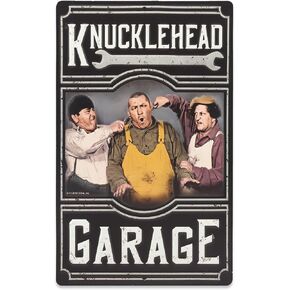 The Three Stooges Knucklehead Garage Metal Wall Art - Vintage Three Stooges Sign for Garage, Shop or Man Cave