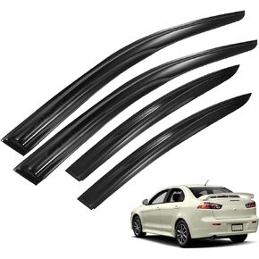 4-Pack Window Visors Rain Sun Guard Deflectors Plastic Smoke Replacement for 2008-2017 Lancer 4-Door