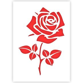 Flower Stencil - Rose Flower - A5 - Reusable Kids Friendly DIY Stencil for Painting, Baking, Crafts, Wall, Furniture