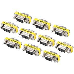 MECCANIXITY VGA Coupler VGA Gender Changer Connector 15 Pin Female to Female VGA Adapter Conversion for Cable Extender, Pack of 10