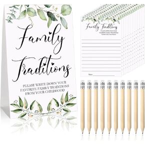 Fumete 61 Pieces Baby Shower Games Include Family Traditions Sign and 50 Baby Shower Family Traditions Cards with 10 Pencils for Baby Shower Party Decor (Forest Animals) in Saudi Arabia