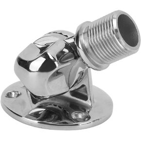 Aramox Marine VHF Antenna Adjustable Base Mount Ratchet Mount Marine Antenna Mount 25mm/1.0in Threaded 316 Stainless Steel Polishing Processing 180° Adjustable Antennas Bracket