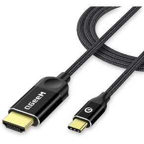 QGeeM USB C to HDMI Cable Adapter 4K@30Hz,USB Type C to HDMI Compatible for Thunderbolt 3/4,iPhone15 Pro/Max MacBook Pro,iPad pro,Dell XPS,HP and More -6ft
