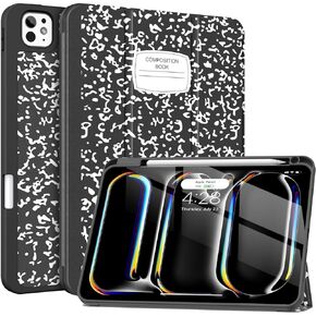 Soke for New iPad Pro 11 Inch Case (M4) 5th Generation 2024 with Pencil Holder - [Shockproof + Apple Pencil Charging + Auto Wake/Sleep], Soft TPU Back Cover for iPad Pro 11", Book Black