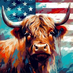 PAMMUQ Paint by Numbers for Adults 16x20 inch Canvas Adults' Paint by Number Kits on Canvas DIY Oil Painting by Numbers for Adults -Highland Cow Cow Bull(ST14)