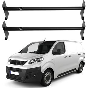 OCPTY Extendable Pick-Up Truck Ladder Rack Van Roof Mount 63" Steel Ladder Rack for Ford for Chevy for GMC Most Vans Without Rain Gutters (Drilling Required) 2 Bars Set - Black,800lbs Capacity