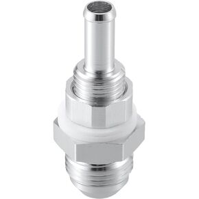 X AUTOHAUX Car Fuel Line Fitting 6AN Male Flare Bulkhead to 5/16" Hose Barb Fuel Tank Fitting Adapters Aluminum Alloy Silver Tone