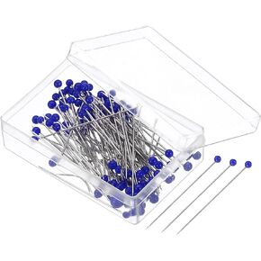 PATIKIL Sewing Pins, 200 Pcs 1.5 Inch Pearlized Ball Head Pins Straight Pin for Fabric, Decorative, Cloth Making, DIY, Blue