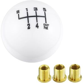 Arenbel 6 Speed Gear Lever Shift Grip Handle Round Ball Car Shifter Stick Speed Knob Fit Most Automatic Manual Vehicles, White