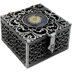 Needzo Holy Spirit Small Rosary Box Filigree, 1 3/4 Inch, Keepsake Box For Rosary and Rings, Small Rosary Box, Religious Gift for Woman