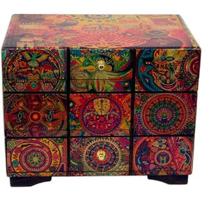 NOVICA Decoupage Wood Jewelry Box Chest of Drawers, Huichol Portal'