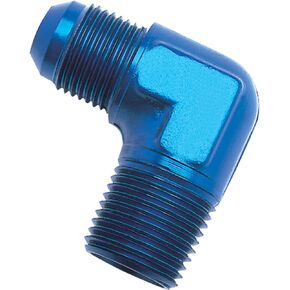 Edelbrock/Russell 660800 Blue Anodized Aluminum -4AN 90-Degree Flare to 1/8" Pipe Adapter Fitting