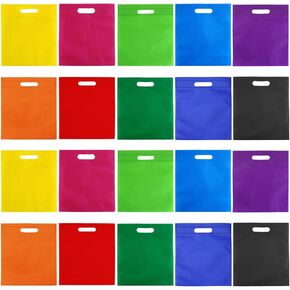 Aneco 50 Pieces Party Non-woven Gift Bags 9.5×11.5 Inch Goodie Treat Favor Bag with Handles Rainbow Tote Bag Bulk for Birthday Party Supplies
