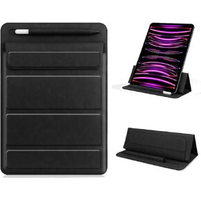 8-11 inch Tablet Sleeve Case with Pen Holder, Slim PU Lightweight Universal case with Foldable Stand for iPad 10th Generation 2022, iPad Pro 11, iPad mini6, Galaxy Tab S9/A9 Plus/A8 etc Black