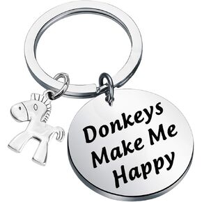 HOLLP Donkeys Lovers Gift Donkeys Make Me Happy Keychain Donkey Keychain Gift for Animal Lovers