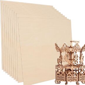 16 Pcs Baltic Birch Plywood 1/8" Plywood Sheets 12" x 12" Inch Thick Birch Unfinished Wood for Arts and Crafts, DIY Projects, Drawing, Painting, Laser, Wood Engraving