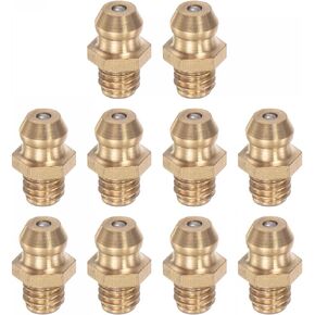uxcell Brass Straight Grease Fitting Assortment M6 x 1mm Thread Hydraulic Grease Accessories, 10Pcs