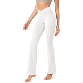 ODODOS Women's Cross Waist Bootcut Yoga Pants with Inner Pocket, Non See Through Bootleg Gym Workout Pants