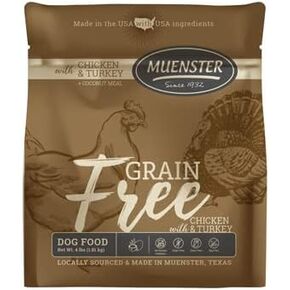 Muenster Grain Free with Chicken and Turkey – Dry Dog Food or Mixer with Fresh Chicken Protein - Complete and Balanced Kibble for Large, Medium or Small Breed Dogs, 4 lb