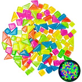 Glow in The Dark Mosaic Tiles,Mosaic Tiles for Crafts,Irregular Mosaic Glass Pieces,for Children Handmade Crystal Craft,Coasters,Home Decor DIY Art Project,0.88 Pound(Mixed Color Series)