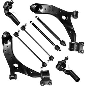 SCITOO 8pcs Front Suspension Kit Lower Control Arm w/Ball Joints Outer Inner Tie Rods Sway Bar Links Fit 2004-2009 For Mazda 3 2006-2014 For Mazda 5 Non-Turbo