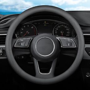 Car Steering Wheel Cover for Land Rover Defender Discovery Range Rover Freelander Accessories, 2024 Leather Black 14 ½''-15''