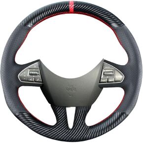 DIY Carbon Fiber Steering Wheel Covers for Infiniti Q50 2014 2015 2016 2017 Sport 15 inches Stitching Leather Interior Accessories