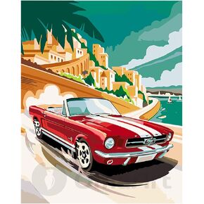 Omaart Paint by Numbers Kit, Mustang, Includes Pre-Printed Framed and Stretched Canvas, Brushes Set, Acrylic Paint Set Gift Box (16x20 Inch) in Saudi Arabia