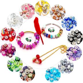 208 Pcs Assorted Craft Set - Large Hole Beads, Multicolor Rhinestone Spacer Beads for Jewelry - Necklace, Earrings, Bracelet - Includes Gift Box