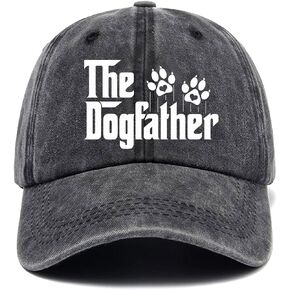The Dogfather,Funny Baseball Cap,Funny Hats,Dog Dad Baseball Cap,Dog Lover Hat Gifts for Men,Adjustable Cotton Baseball Cap for Men Black