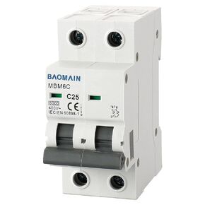 Baomain Circuit Breaker DZ47-63(MBM6C) C25 25A 400VAC 6000A Breaking Capacity 2P