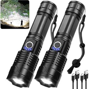 LED Flashlights High Lumens Rechargeable, 980,000 Lumens Super Bright Tactical Flashlight Powerful Flash Light with 5 Modes, 12H Running Time, IPX6 Waterproof Flashlight for Home Emergency