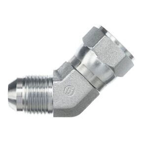 Brennan Industries 6502-16-16-FG Forged Steel 45 Degree Elbow Tube Fitting, 1-5/16"-12 SAE x 1-5/16"-12 SAE Thread, 1" Male JIC x 1" Female JIC Swivel