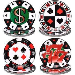 Sunnyray 80 Pcs Casino Party Plates 7 Inch Poker Paper Plates Casino Party Supplies Poker Playing Cards Las Vegas Plates Dinnerware Decorative for Casino Night Club Heart Poker Game Party Supplies