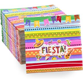 50 Pack Fiesta Napkins for Cinco De Mayo Party Supplies Mexican Fiesta Disposable Lunch Paper Napkins Kids Birthday Taco Tuesday Table Mexican Party Decorations by 4E's Novelty