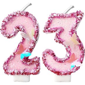 2.8" Blue Black Glitter Number Candles-Many Colors 23rd 32nd Birthday Gifts Birthday Decorations Birthday Candles Numbers Happy Birthday Candles for Cake 2 Candle for Women for Men (Blue Black)