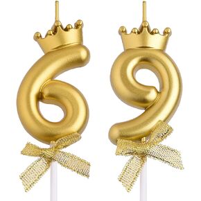 69th 96th Birthday Candles, Pink 96 69 Year Old Number Birthday Candles, Happy Birthday Party Cake Topper Decoration Gifts for Women