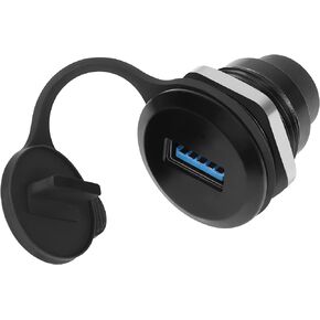 QIANRENON USB 3.0 to USB C Embedded Threaded Fixed Adapter 5Gbps USB 3.0 Female to USB C Female Panel Mount Converter Connector USB 3.0 to USB C Round Connector Socket, with Waterproof Dust Cap