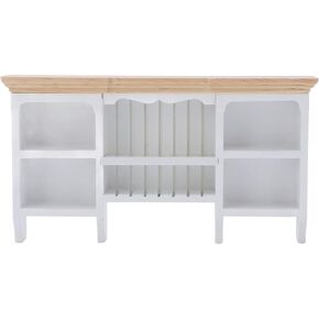 1/12 Miniatura Storage Cabinet Wall Mounted Hand Painted Dollhouse Cupboard Crafted Mini Shelf(White)