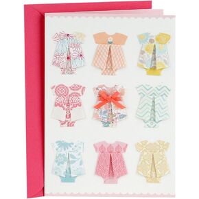 Hallmark Signature Baby Shower Card for New Parents (Baby Clothes) Welcome New Baby, Congratulations, Gender Reveal