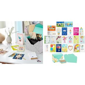 Hallmark Pack of 24 Handmade Assorted Boxed Greeting Cards, Painted Dots-Birthday, Baby Shower, Wedding, Sympathy, Thinking of You, Thank You Cards