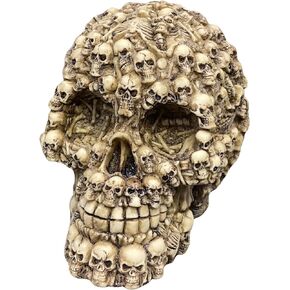 Skull Head Statue Figurine/Ossuary Ghost Sculpture - Life-Size Human Skull's Dark Lost Souls | Whispering Calavera for Skeleton Graveyard of Craniums Decor Outdoors and Indoors