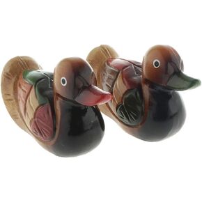 2pcs Duck Ornament Wooden Ducks Statues Hand Carved Figures Wedding Gifts - Mandarin Duck