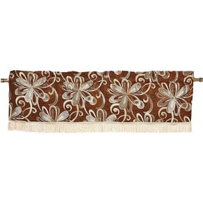 Chenille Chateau Vintage Floral Design 60" X 15" Window Valance, Color Brown