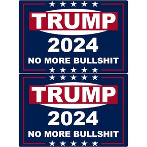 2 Pack No More Bullshit Trump 2024 Magnets Reflective Vinyl Sign Laptop Decal Car Bumper Window Waterproof Magnet Decoration