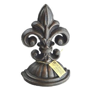 Lulu Decor، سدادة باب Fleur De Lis Sculpture، سدادة باب بوزن 2 رطل باللون البني العتيق (بدون إسفين) in Kuwait