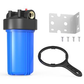 WHB20 20"x4.5" Whole House Water Filter Housing, Fit Sediment etc Filters for Well and City Water, Big Filter Blue Pre-Filtration System for Home, 1" NPT Port, Pressure Release