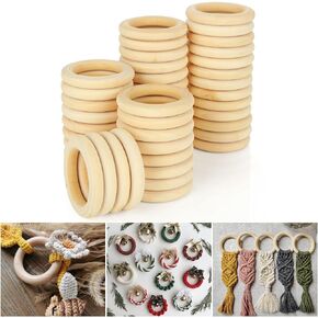 20PCS Wood Rings for Crafts 4 Inch Large Natural Unfinished Wooden Ring 96mm Smooth Craft Rings Solid Wood Macrame Rings for DIY Crochet Wood Hoops Connectors Jewelry Making