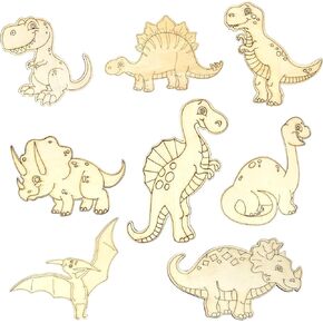 Honbay 16PCS Unfinished Wood Cutouts Wooden Dinosaur Animal Cutouts Dinosaur Paint Crafts for Home Decor Ornament DIY Craft Art Project (8 Style)